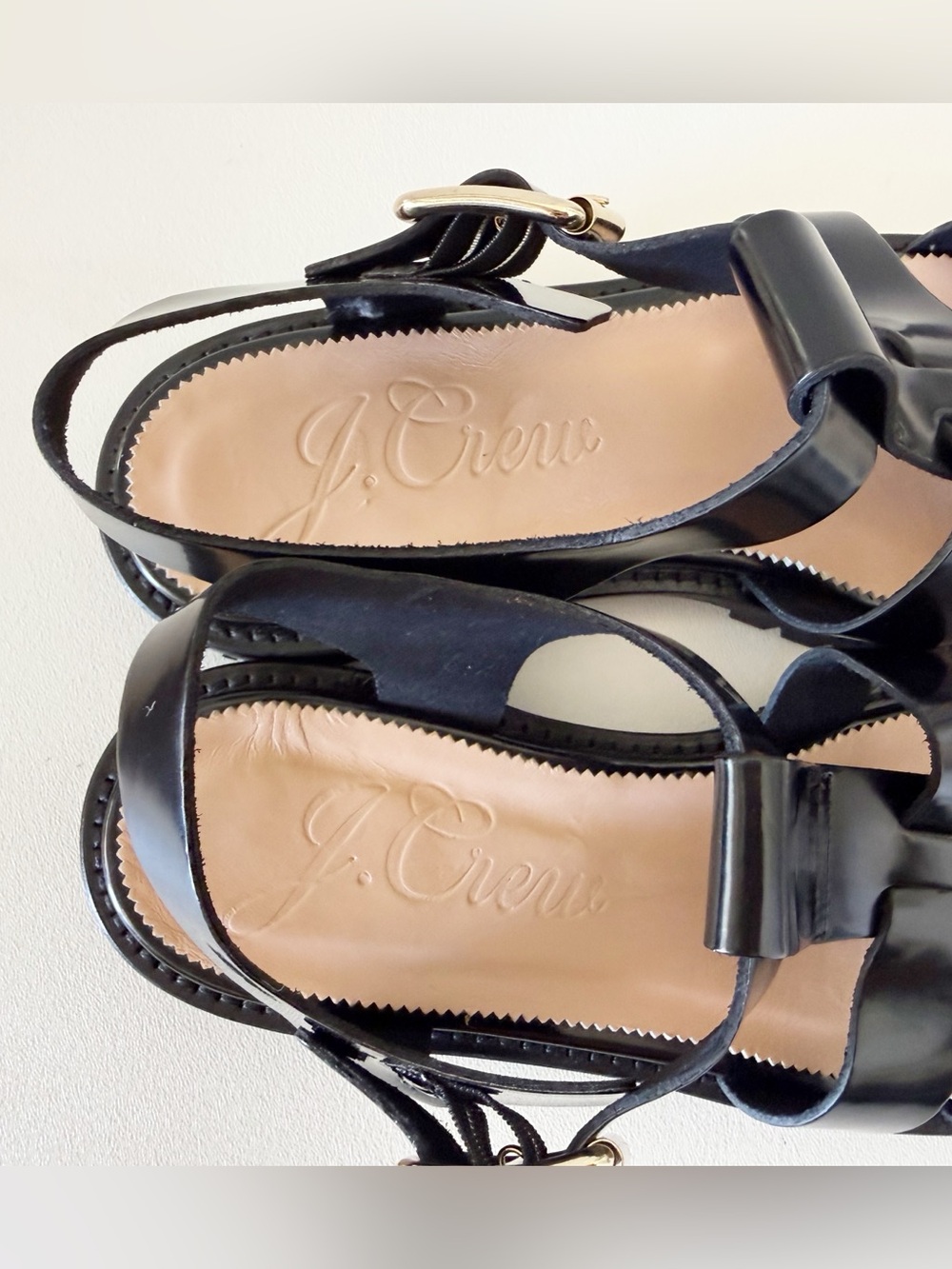 J. Crew Shoes Sandals Fisherman Lacquer leather Buckle Cutout Lug Sole 90’s - Picture 9 of 16